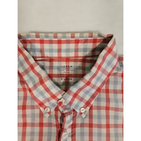 J Crew Men's Checkered Lightweight Dress Shirt Button Pink Short Sleeve Men XL - Picture 3 of 8